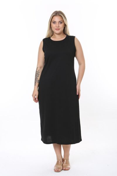 CrazyShopping Jupon lung de mărime mare - rochie fără mâneci și jupon căptușit