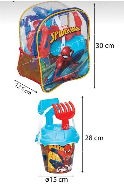 GÜVEN Spiderman 8 Piece Medium Bucket Beach Set