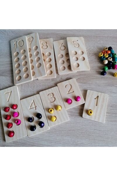 MartinaCole Montessori Waldorf Sayma Izleme Tahtaları •ahşap 1-10 Matematik Sayı Tepsileri•