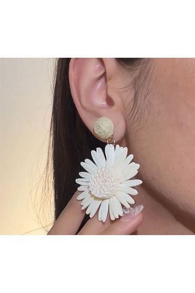 Purple Adv Herme Spring Earrings Off White