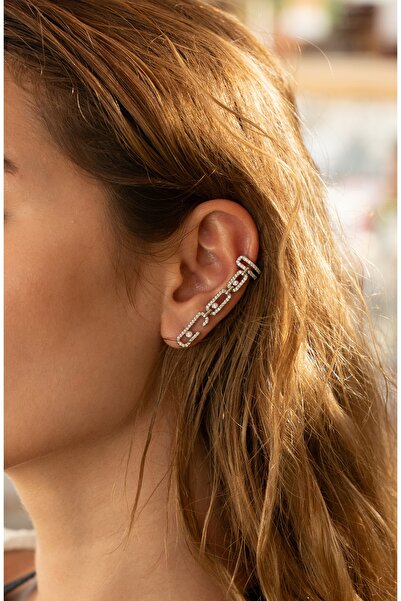 Moonjy Vıp Çelik Silver Messika Küpe&earcuff (TEK)