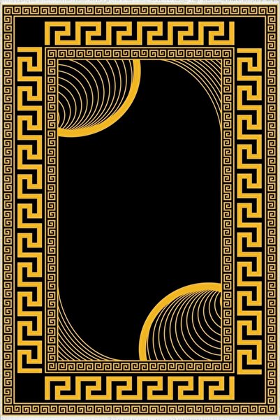 10 Post Online Gold Gold Black Orange - Non-Slip Based Digital Printed Runner Carpet