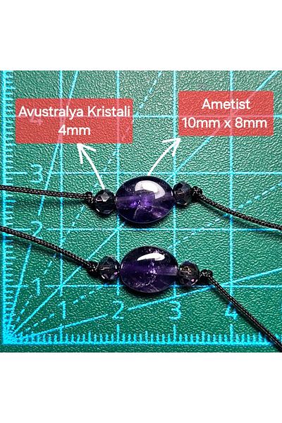 Singincraft Mini Amethyst Natural Rhinestone Anklet Bracelet - Double and Tied, or Handmade Style