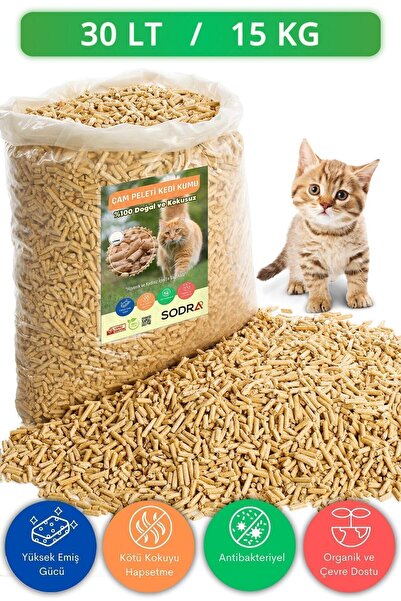 Sodra Kedi Kumu %100 Organik Çam Peleti 6mm 30lt (15kg) Çam Kokulu