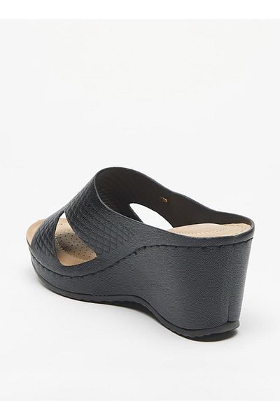 Flora Bella by Shoexpress Flora Bella Textured Slip-On Sandals with Wedge Heels