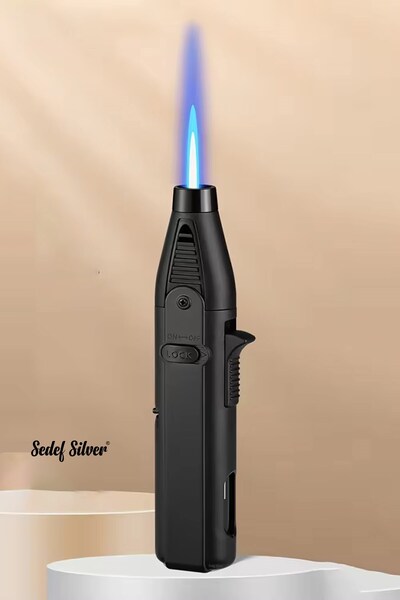 SEDEF SİLVER Profesyonel El Tipi Jet Gazlı Rüzgar, Mutfak Çakmağı - Torch Pürmüz Çakmak 101