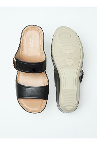 Flora Bella by Shoexpress Flora Bella Solid Slip-On Sandals with Wedge Heels