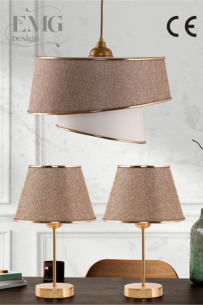 Emg DesiGn Fabric Magnolia Modern Single Chandelier and 2 Piece Lampshade Set