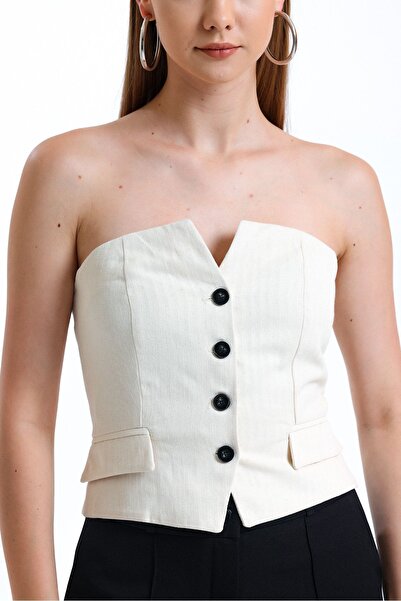 Lusin Жіночий жилет з льону - з кишенями та підкладкою