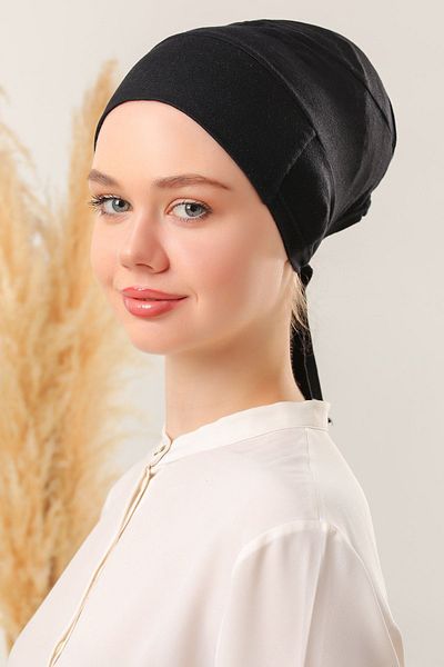 Melodi Scarf Magic Adhesive Non-Slip Bonnet Black