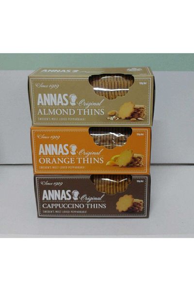 Lotus Anna's 150Gr 3-Piece Cappucino-Almond-Orange Biscuit Set