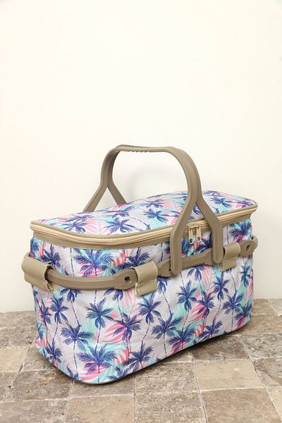 Kale Termos KALE - Isolating Thermos Patterned Picnic Basket and Palm Tree Patterned Picnic Bag