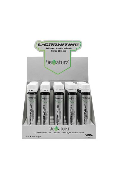 VeNatura STrawberry FLavored L-carniTine and Taurine - 20 Tubes X 25 ml