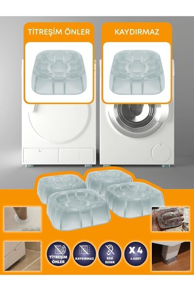Adem Koç Çamaşır Makinesi Titreşim Önleyici Kaydırmaz Stoper Set (4 Adet)