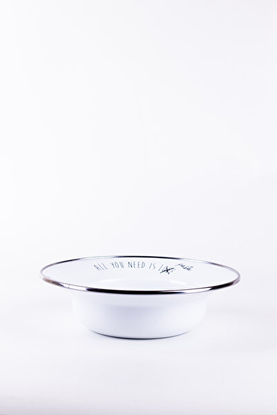 EMAYlab 24cm Motto Enameled Pit Pasta and Salad Plate