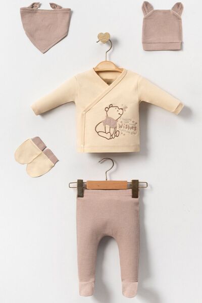 Cherub Baby طقم بدلة خروج من المستشفى مكونة من 5 قطع مطبوع عليها وافل تيدي بي...