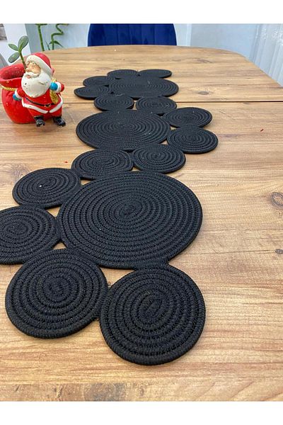 ModaCardin Față de masă model Daisy în stil boem - iută și răchită, 40X110 CM Husă pentru masă de cafea