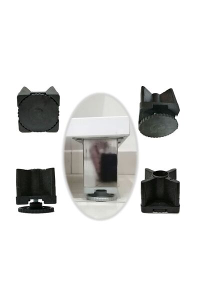 Adem Koç Gizli Ayarlı Masa Ayağı Profil Pabucu 40x60 Mm Siyah (4 Adet)