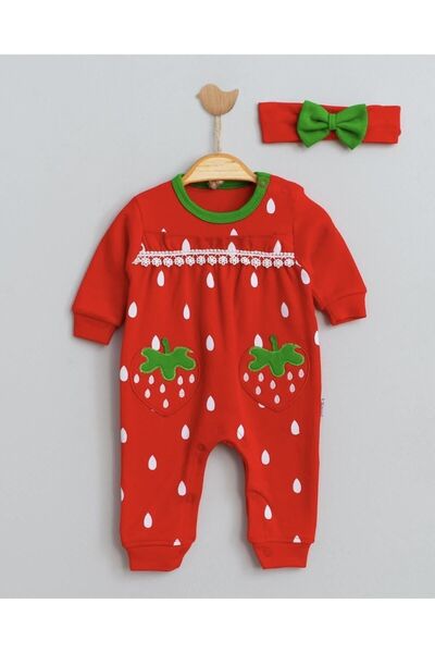 Cherub Baby Çilekli Bandanalı Kız Bebek Tulum
