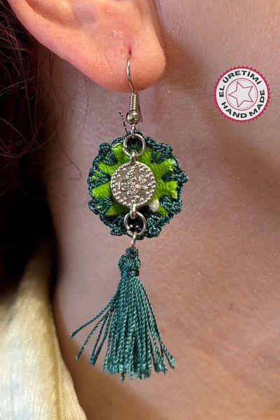 Uretti Nevin 2033 Green Ethnic Earrings - Handmade