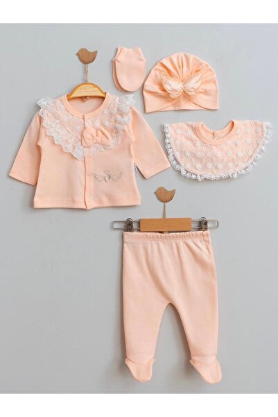 Cherub Baby Scalloped Angel Wings 100% Cotton Newborn Baby Girl 5 Piece Hospi...