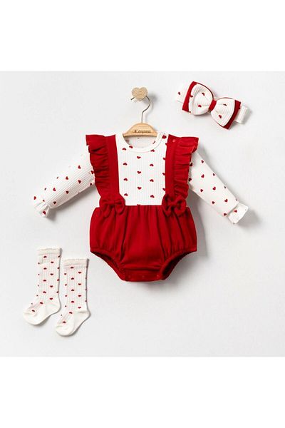 Cherub Baby Lottie Romper Body - Bodysuit Dress with Hearts and Socks
