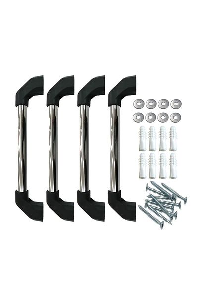 Adem Koç Metal Fixed Disabled Elderly Patient Handle Chrome Plated Grab Bar 35 Cm (4 Sets)