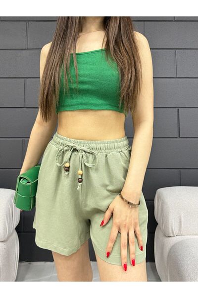 BİKELİFE Leinenshorts für Damen – elastischer Bund und Schnürung