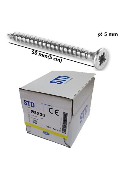 Std 5x50 Sunta Ve Ağaç Vidası Paket 200 Adet