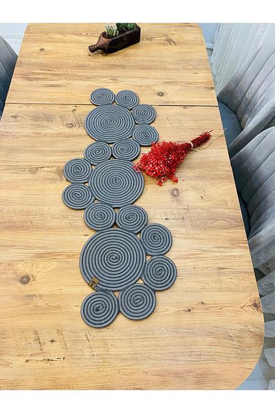 ModaCardin 30x100 CM Bohemian Style Daisy Model Runner - Față de masă decorativă din iută și răchită, cârpă de masă pentru cafea