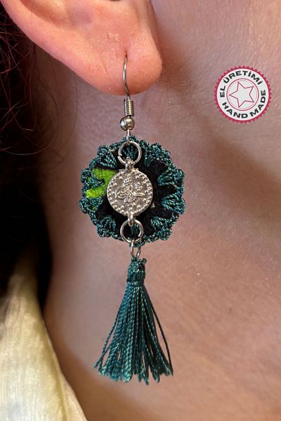 Uretti Nevin 2033 Green Ethnic Earrings - Handmade