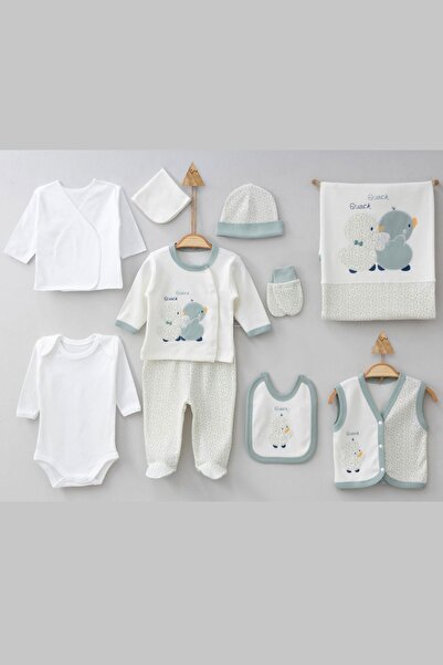 Cherub Baby Gaye Bebe 100% Cotton Duck Embroidered 10 Piece Hospital Discharge Bodysuit Set