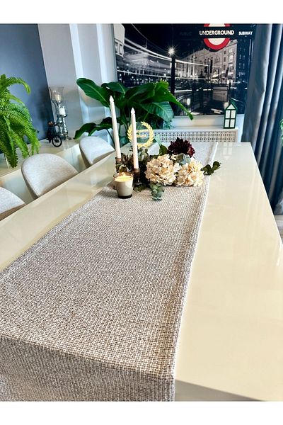 Decamor home Bohemian Knit Beige Runner Stain Resistant Care Free Runner