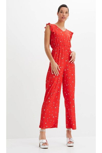 BUTİK MUSON Floral Print Summer Jumpsuit Comfortable Piece Suitable for Office Wear