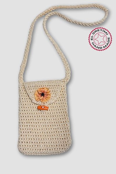 Uretti Venhar 7589 - Geantă pentru telefon albă Macrame, croșetat cu fir