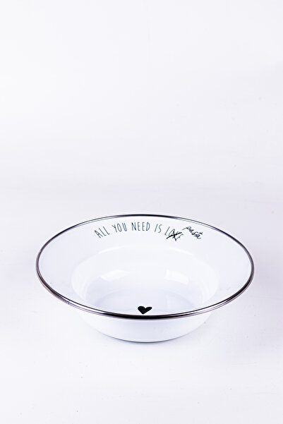 EMAYlab 24cm Motto Enameled Pit Pasta and Salad Plate