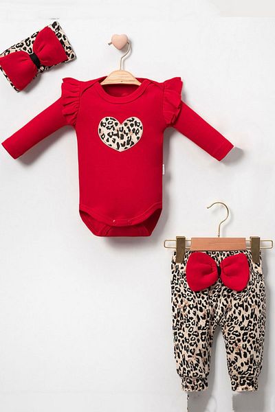 Cherub Baby 3-Piece Baby Girl Set with Leopard Bandana and Badge