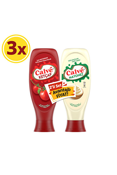 Calve Ketçap 600 G Mayonez Yağı Azaltılmış 540 G 2'li Set X3 Adet