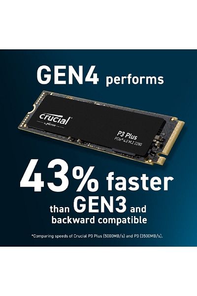 Crucial P3 Plus 500 جيجابايت 3D Nand Gen4 NVMe PCIE M.2 SSD (4700-1900 ميجا بايت/ثانية) Ct500p3pssd8