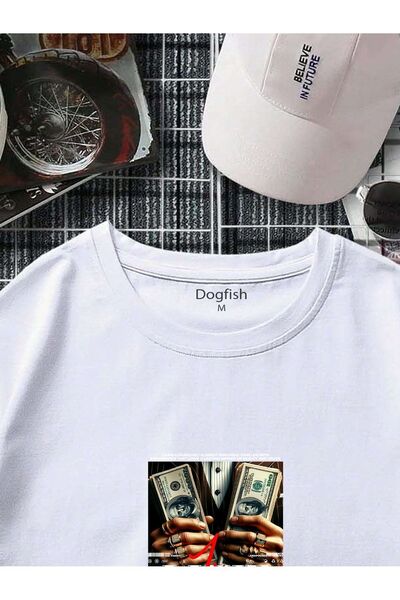 DogFish Μπλουζάκι Unisex White Back Printed Oversize