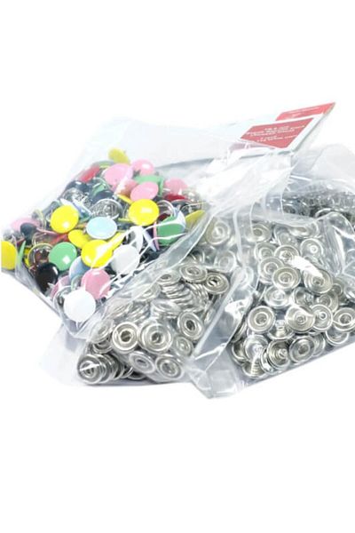 Klinkshop Baby Snap 9.5 Mm Covered Snap Material Package - 56 Pieces - Stainless Brass Snaps in Mixed Colors