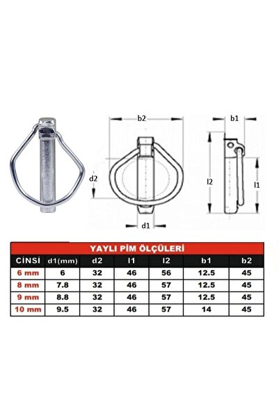 Badem10 8 Mm Traktör Pimi Yaylı Pim Kaliteli Çelik (10 ADET)