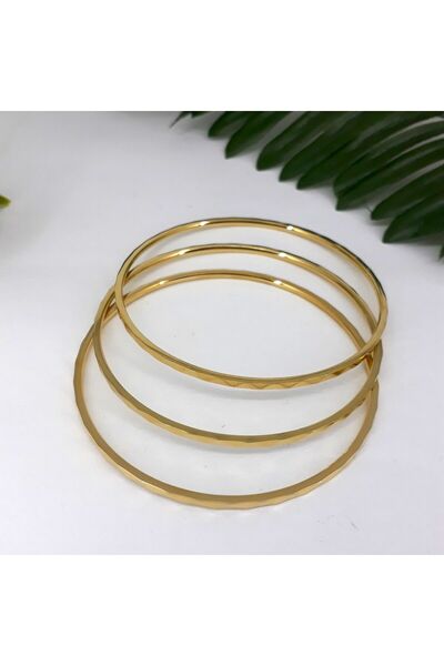 PİNA HEDİYELİK AKSESUAR ÇELİK GOLD ALTIN RENK 3 LÜ BAKLAVA DESENLİ AJDA BİLEZ...