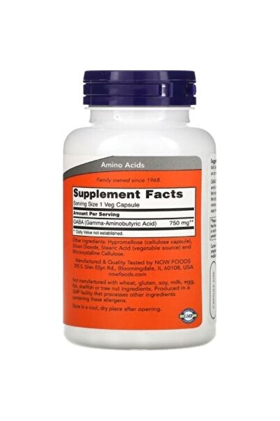 Now Gaba 750 Mg 100 Veg Capsules