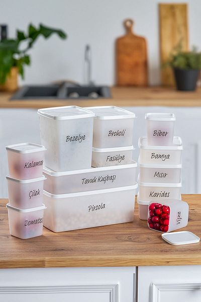 Porsima 14 Pieces Multi-Purpose with Labels -20°C Deep Freezer Food Food Food Storage Container Set