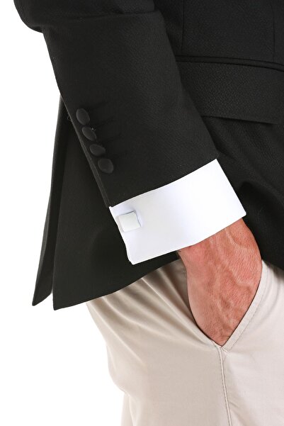 Hatemoğlu Gri Düz Kare Kol Düğmesi