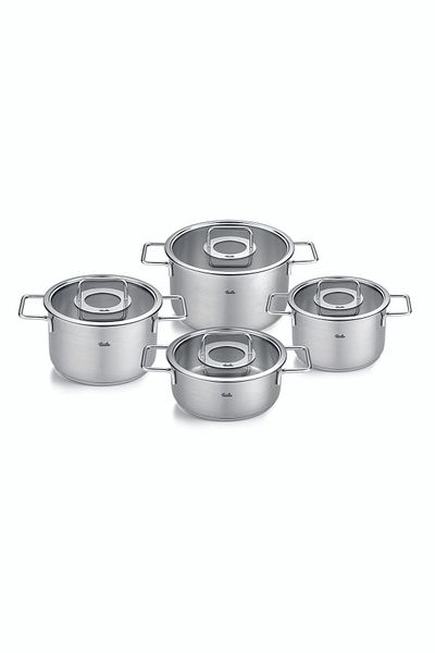 Fissler Pure Collection - 8 Piece Steel Pot Set with Glass Lid