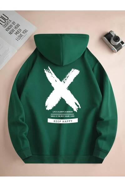 NoVibe X Printed Unisex Oversize βαμβακερό φούτερ με κουκούλα - Χειμερινό φού...