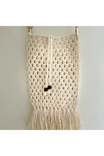 Uretti Nuray 6496 Бежева сумка з макроме - з китицями