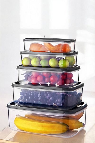 NY HOME Anthracite Set of 5 Ebox Rectangular Food Storage Container